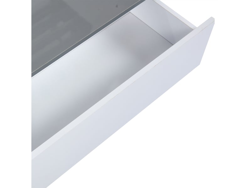  Table basse relevable avec rangement, tiroir et led pour salon en mdf 70×70×35 cm blanc et gris  - Conforama D