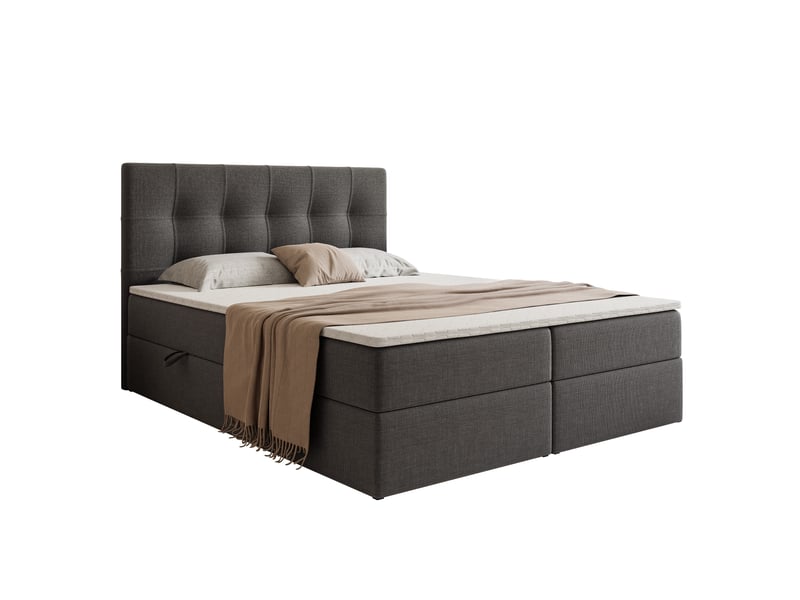  Lit coffre venus - 160x200 cm - avec matelas et surmatelas - tissu tressé - anthracite VENUS - Conforama A