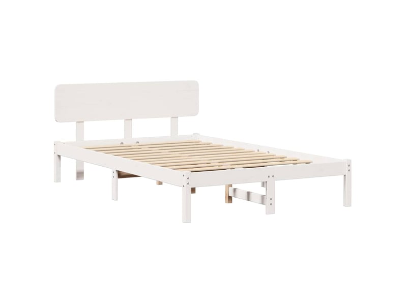  Lit double- lit adulte -  cadre de lit avec tête de lit blanc 120 x 190 cm pin massif  - Conforama C