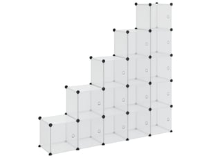 Organiseur de rangement en cube avec 15 cubes et portes en pp transparent
