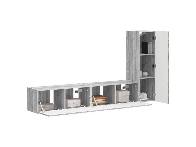  Ensemble meuble tv - banc tv - meuble de rangement 3 pcs gris sonoma bois d'ingénierie  - Conforama C