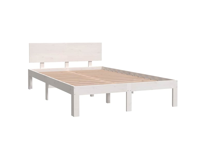  Lit double- lit adulte -  cadre de lit sans matelas blanc bois de pin massif 120x200 cm  - Conforama B