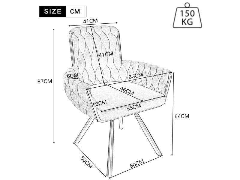  Chaise de salle à manger lot de 4 pivotante à 360 degrés avec accoudoirs et dossier haut en velours beige  - Conforama C