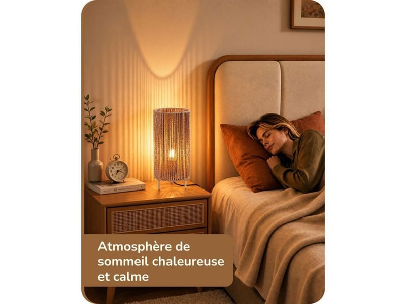  Lampe de table lot de 2 abat-jour en papier tresse blanc or led e27 blanc chaud 2700k 28,8 cm 370618_AACUS34777_6_DROPFR - Conforama D