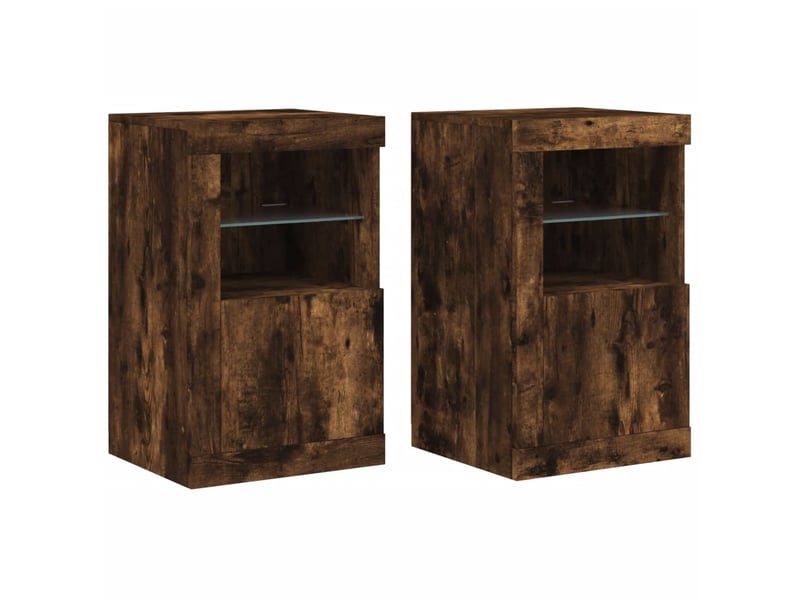 Armoires latérales et lumières led 2 pcs chêne fumé - Conforama A