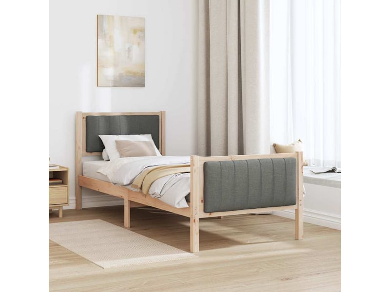 Lit simple- lit adulte - cadre de lit avec tête de lit marron et gris foncé 80 x 200 cm - Conforama C