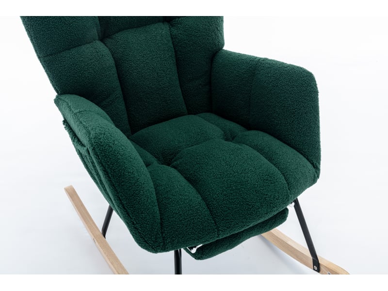 Fauteuil à bascule,fauteuil convertible en tissu teddy avec poche latérale et repose-pieds extractible,70x123x98,5,vert fauteuil à bascule vert - Conforama E