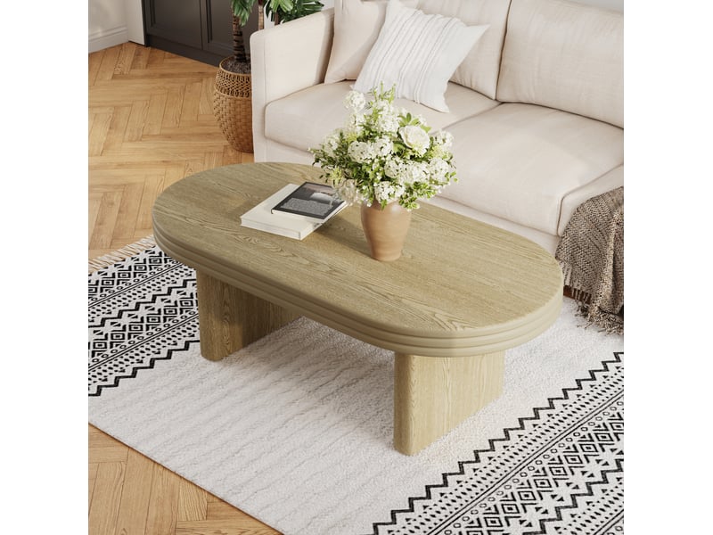  Table basse ovale 120x60x41,5 cm mdf naturelle  - Conforama E