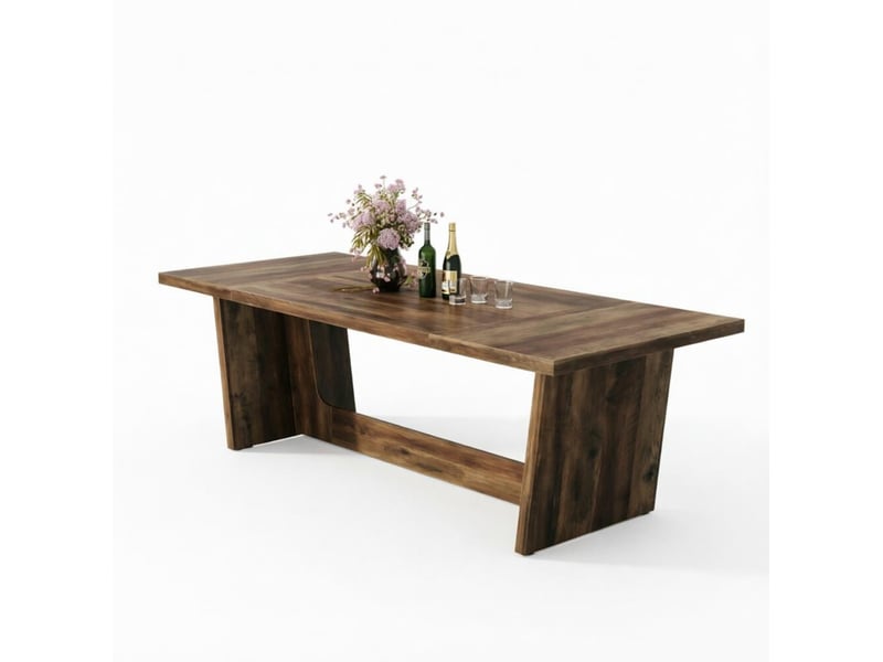  Table à manger rectangulaire 180 x 79 cm – marron – 6 à 8 places, style campagne et plateau plaqué robuste  - Conforama A