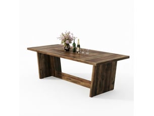 Table à manger rectangulaire 180 x 79 cm – marron – 6 à 8 places, style campagne et plateau plaqué robuste
