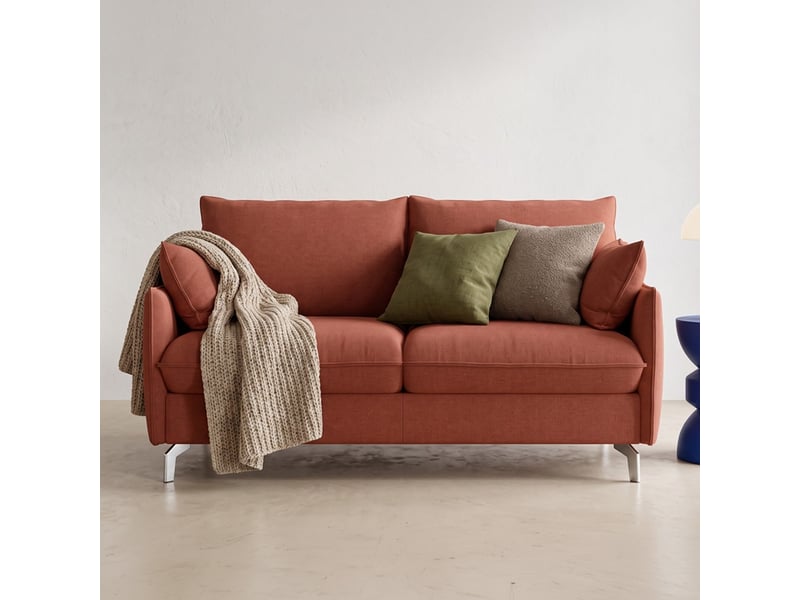 Canapé droit convertible 3 places en tissu chenille terracotta - ouverture express - astoria Astoria - Conforama C