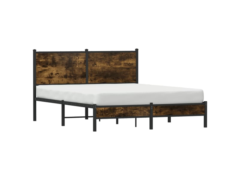  Lit double- lit adulte -  cadre de lit en métal sans matelas chêne fumé 140x200 cm  - Conforama C