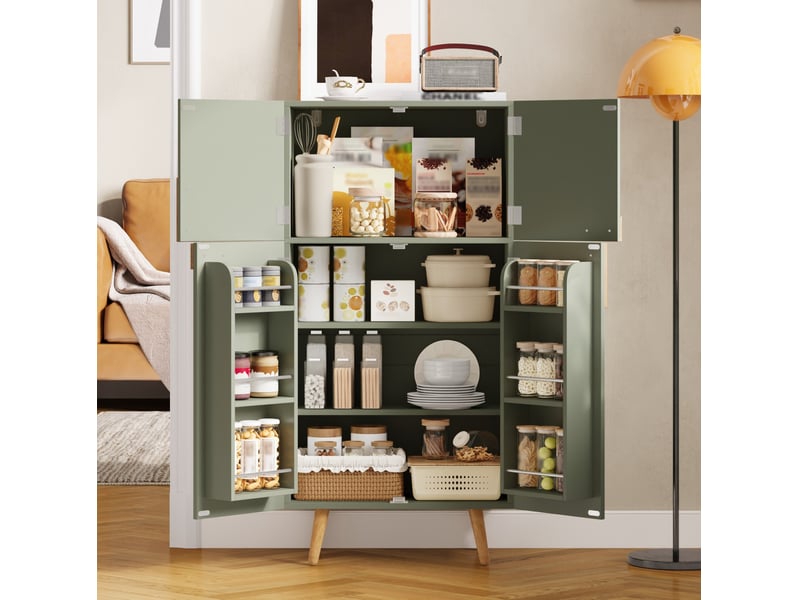  Armoire de cuisine 4 portes avec étagères réglables 60x35x120 cm vert mdf  - Conforama B