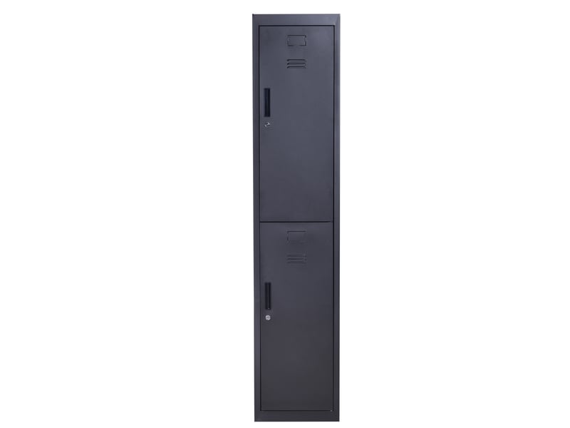  Armoire à casiers à 4 niveaux, casier vestiaire métallique avec 2 portes verrouillables à 2 clés, noir, 38x46x180cm  - Conforama A