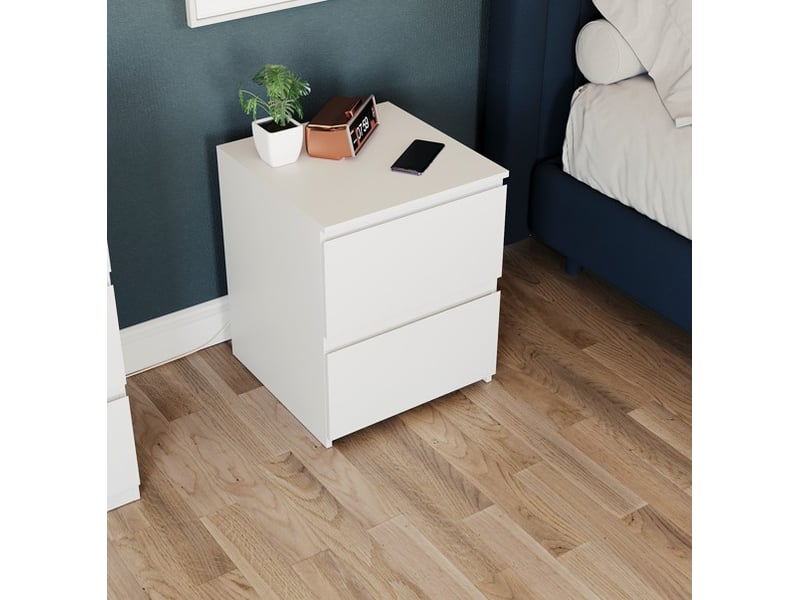  Table de chevet denver, commode de nuit, chambre, rangement, grand, 2 tiroirs, blanc 3331835 - Conforama W