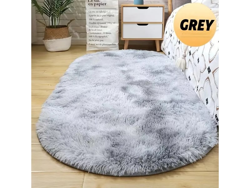  Tapis ovale épais et moelleux, tapis de chambre à coucher, tapis de chevet antidérapant et moelleux, 80 x 160 cm  - Conforama A
