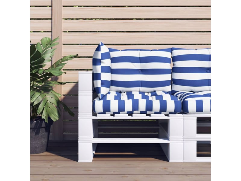 Lot de 3 coussins de palette, coussins de canapé rayures bleuesblanches cf59697  - Conforama B