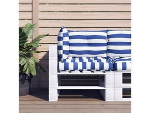 Lot de 3 coussins de palette, coussins de canapé rayures bleuesblanches cf59697