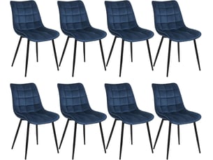 8 x chaises de salle à manger woltu, chaise de cuisine, siège en velours, pieds en métal, bleu