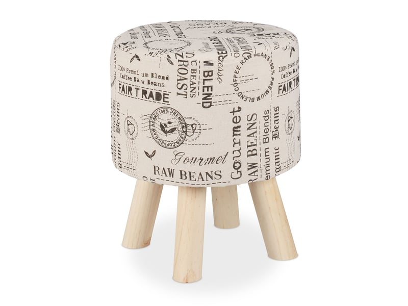  Pouf coiffeuse rembourré décoratif salon confort 45 x 45 x 45 cm en tissu imprimé beige 13_0010872  - Conforama A