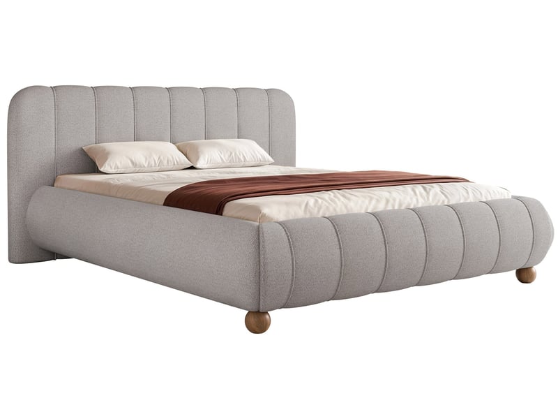  Selsey malunna - lit rembourré sur pieds boules - 180x200 cm - chenille gris Malunna - Conforama A