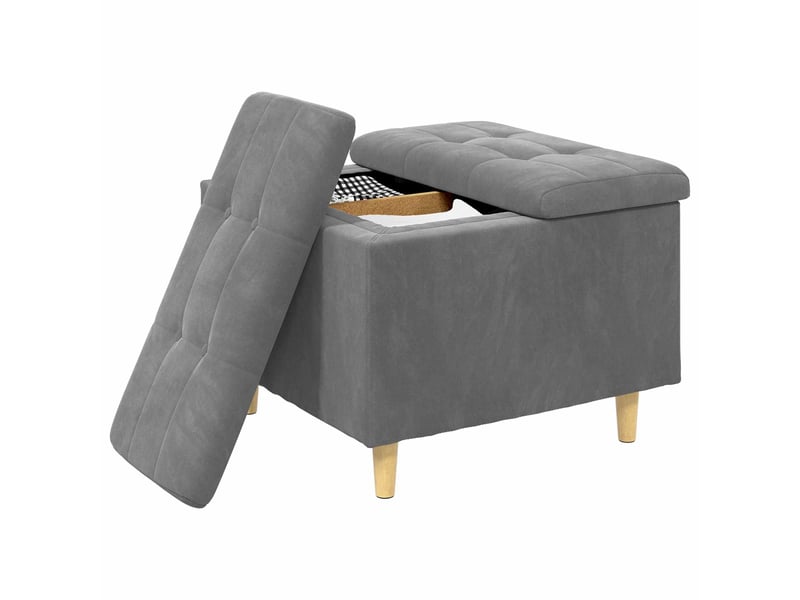  Ottoman, repose pied salon avec rangement gris foncé 60x60x45 cm velours  - Conforama C