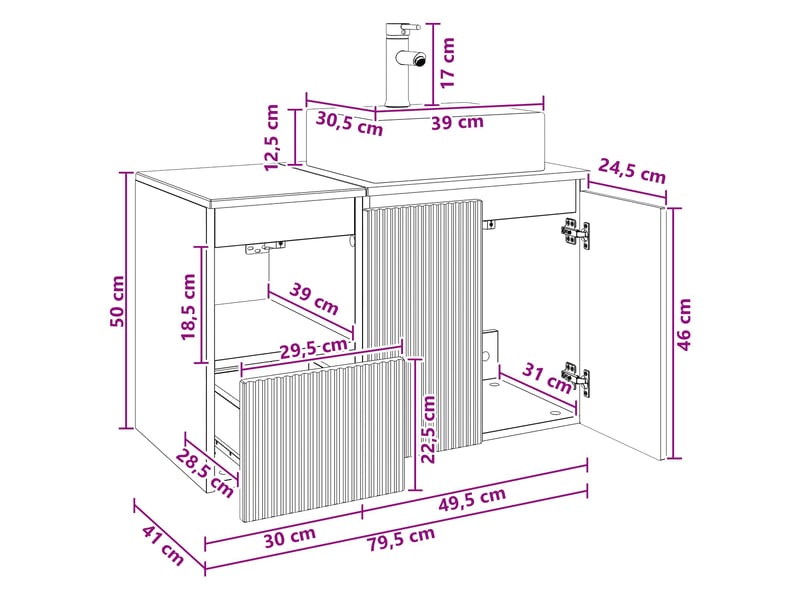 Ensemble de mobilier de salle de bain 2 pc blanc brillant cf64002 - Conforama E