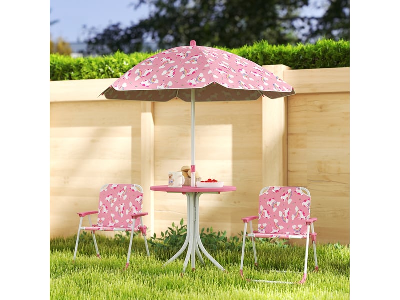  Ensemble table et chaises de pique-nique pour enfants avec parasol rose  - Conforama C