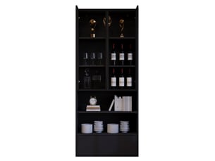Vitrine coloris noir 6 étagère(s) <strong>DESMIU</strong> <strong></strong> - 80 cmx180 cm