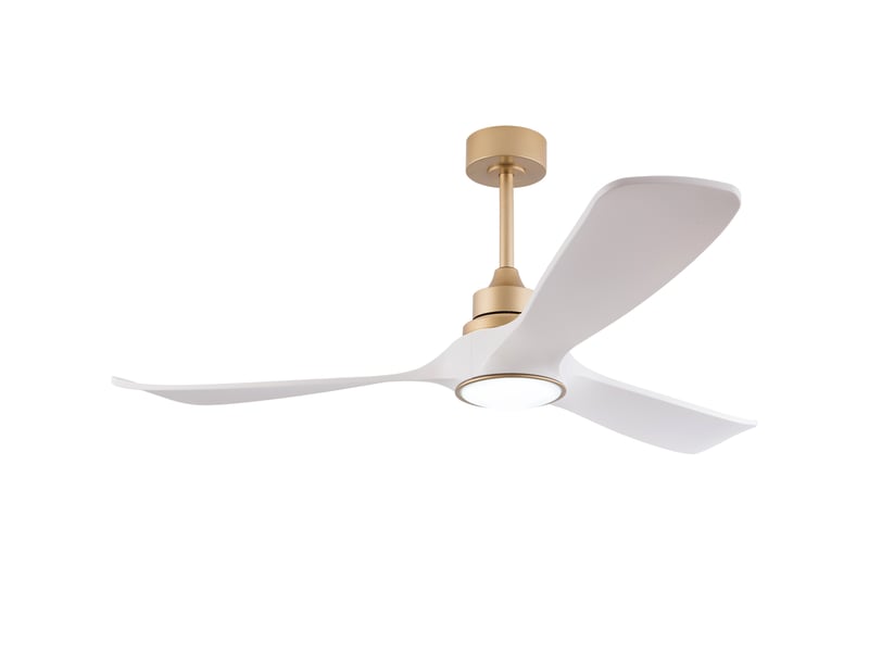  Ventilateur de plafond avec éclairage et télécommande 3 pales blanc et or d132 cm  - Conforama A