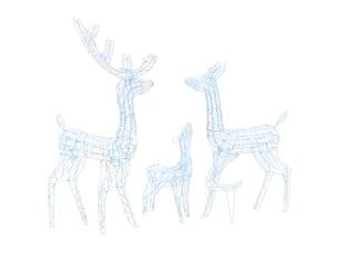 Famille de rennes de décoration, éclairage de noël acrylique 300 led blanc froid cf62035
