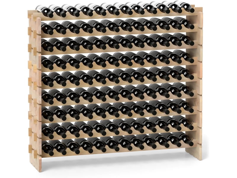 Casier à bouteilles pour 108 bouteilles, range bouteille vin avec 9 étagères,pour bars, sous-sols, 119 x 29 x 108cm, bois naturel - Conforama A