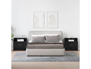 Lot de 2 tables de chevet - cabinet de chevet - table de nuit avec tiroir chêne noir 51x31x47 cm