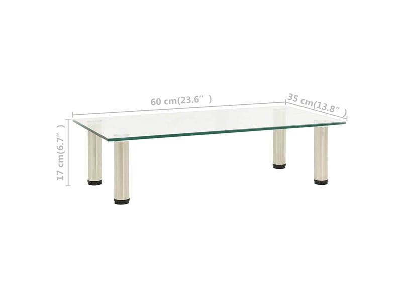  Meuble tv moderne, banc tv transparent 60x35x17 cm verre trempé  - Conforama E