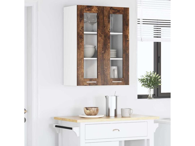 Meuble de rangement, armoire suspendue chêne fumé 60x31x80cm bois d'ingénierie shl3495 - Conforama D
