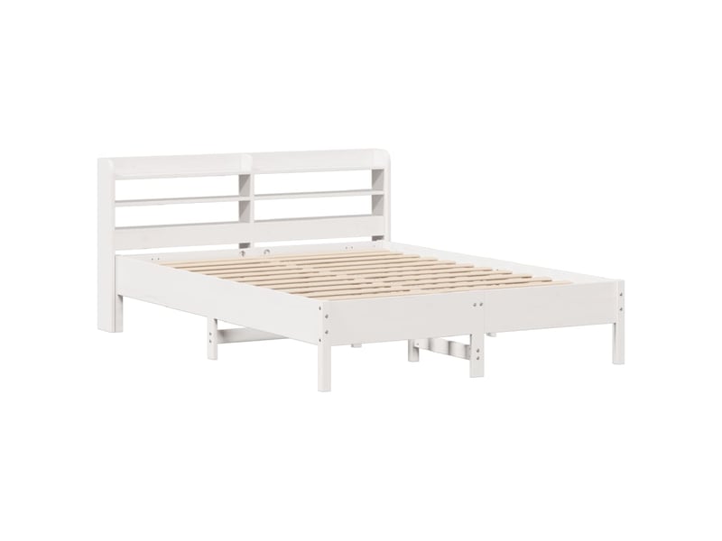 Lit double- lit adulte - cadre de lit sans matelas blanc 135x190 cm bois de pin massif - Conforama B