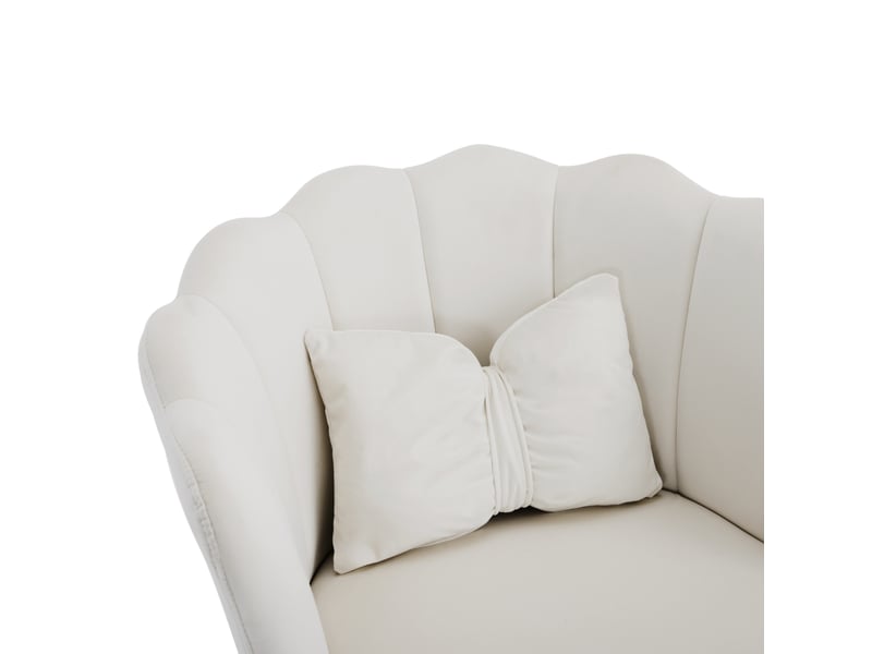 Lot de 6 chaises tcqpz en velours beige dossier pétale coussin inclus pieds en métal doré 63 x 58 x 77 cm - Conforama D