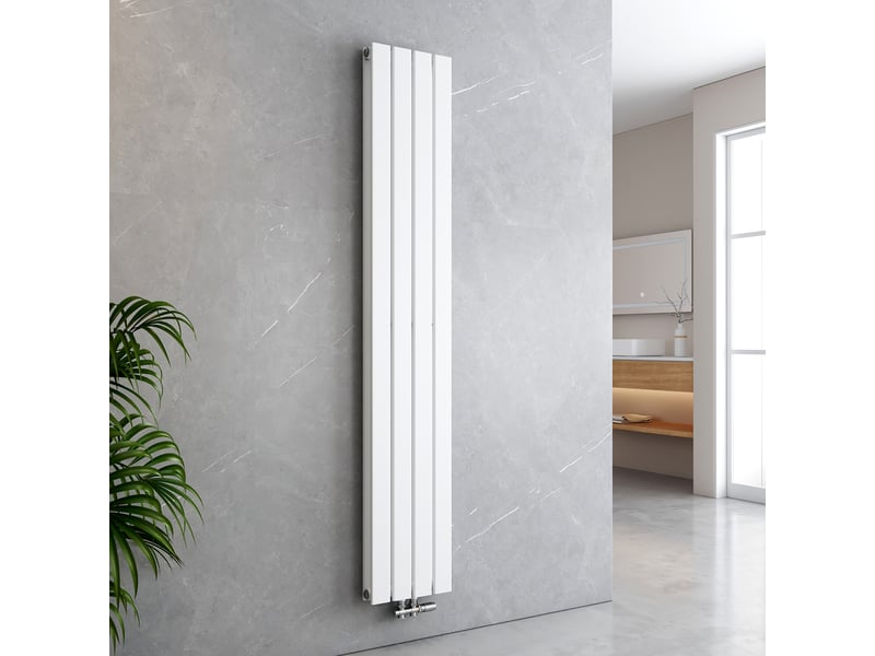  Emke radiateur à eau chaude, radiateur plat double couche connexion centrale, blanc 180x30cm, 1082w  - Conforama B
