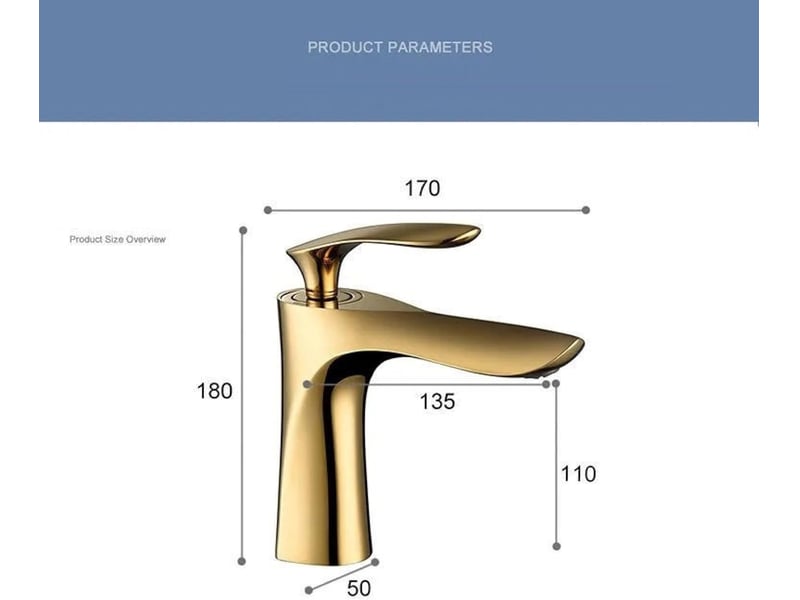  Robinet lavabo salle de bain en laiton - mitigeur finition or chrome doré, avec tuyau, élégant et durable  - Conforama B