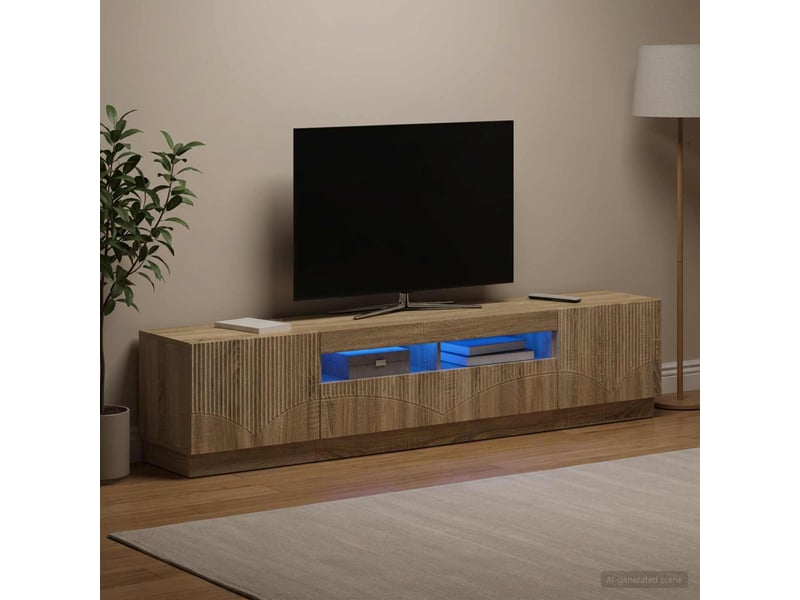 Meuble tv - banc tv - meuble de rangement led hoorn 3 pcs chêne sonoma bois d'ingénierie - Conforama C