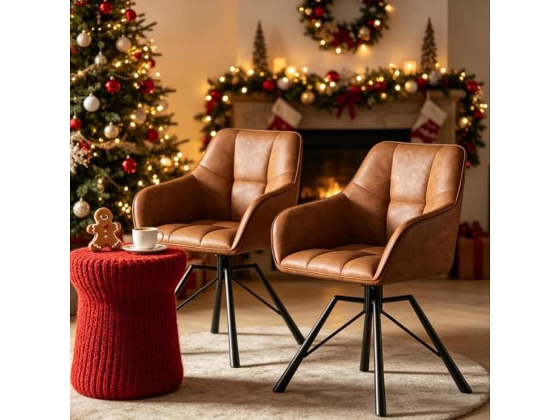 Chaise de cuisine pivotante – assise douce et dossier rembourré, grande largeur – lot de 2 chaises - Conforama B