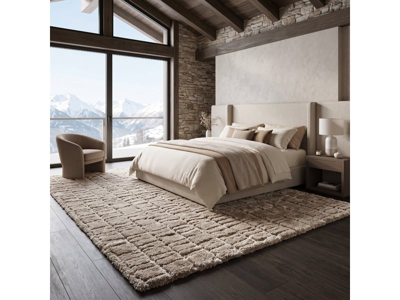  Tapis shaggy doux graphique taupe 200x290  - Conforama E