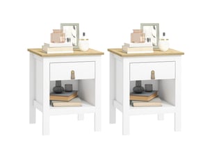 Lot de 2 tables de chevet avec tiroir et compartiment ouvert, 45 x 40 x 55 cm, blanc