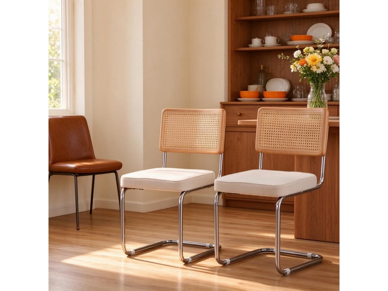  Chaise de salle à manger - ensemble de 2 chaises cantilever, chaises de salle à manger, 50 x 45 x 85 cm, blanc  - Conforama C