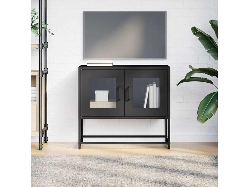  Meuble tv - banc tv - meuble de rangement noir 68x39x60,5 cm acier laminé à froid  - Conforama D