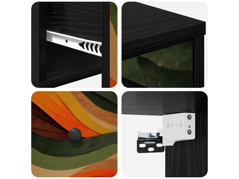  Table de chevet - cabinet de chevet - table de nuit mural bonn chêne noir 36 x 33 x 25 cm  - Conforama E