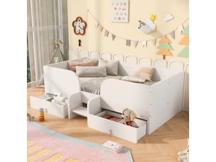 Lit simple 90x200 cm <strong>SAPGAKS</strong> <strong></strong> coloris blanc