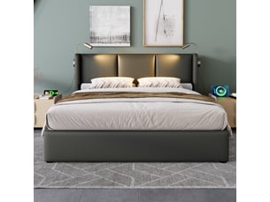 Lit coffre 140x200 cm REDOM   coloris gris