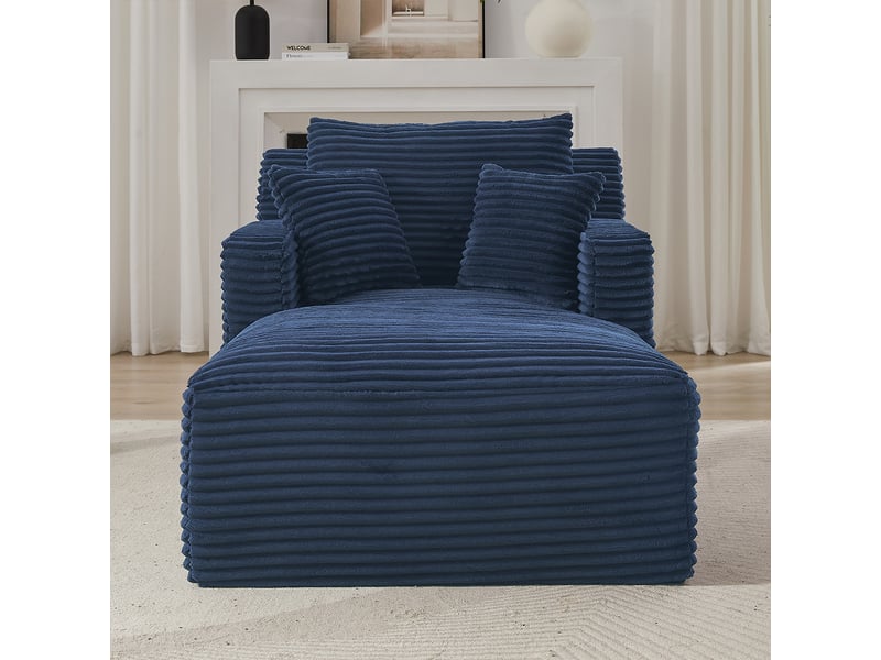 Canapé chaise longue convertible 1 place bleu en velours côtelé, assise ressorts, sans montage Fay Lum - Conforama D