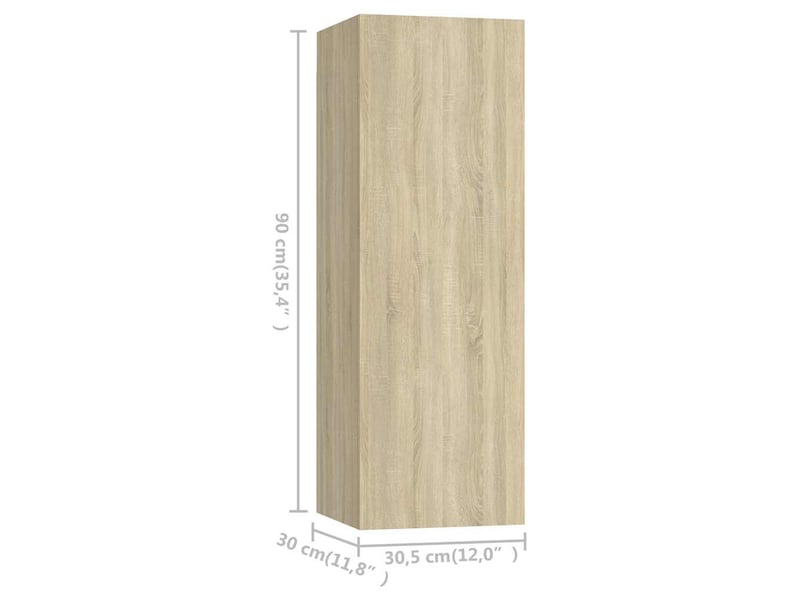  Lot de 4 meuble tv bas salon chêne sonoma 30,5x30x90 cm bois d'ingénierie  - Conforama E